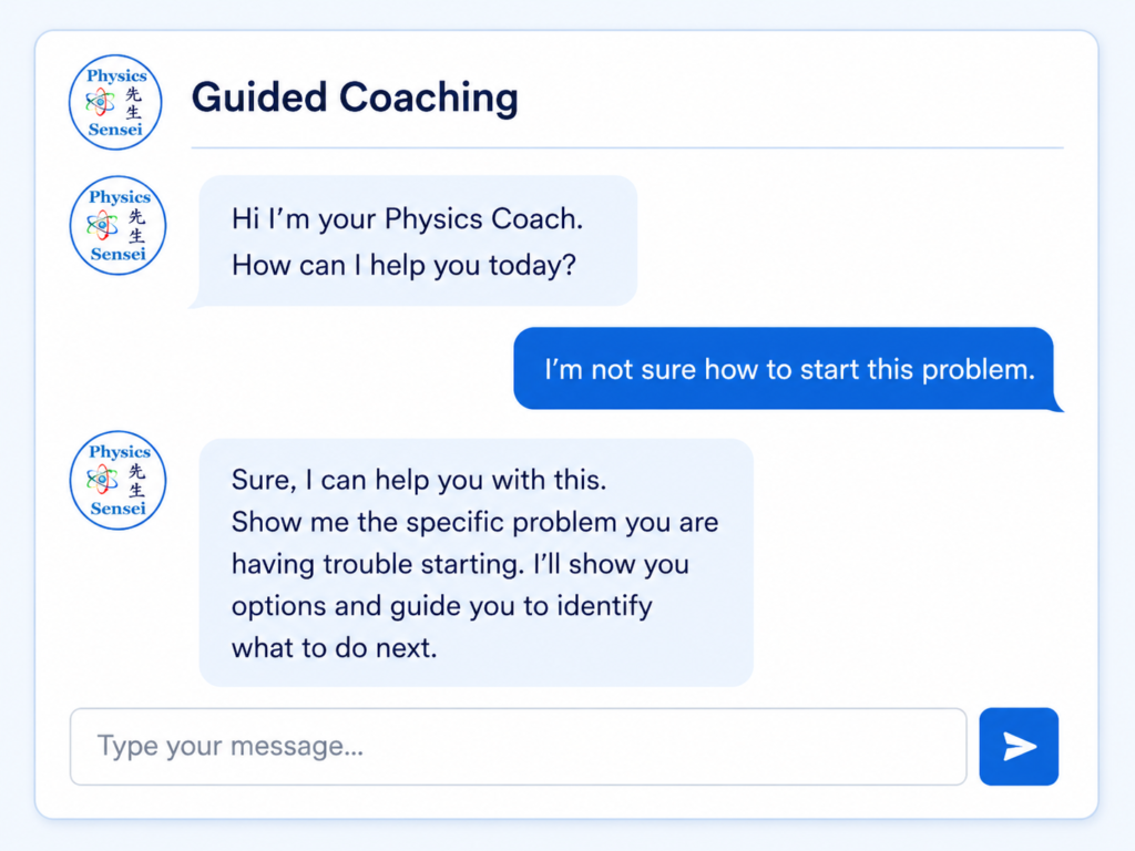 coaching 1 A low-risk pre-semester readiness pilot for Physics I students. The model identifies common preparation gaps, provides coaching direction and AI-use guidance, and gives institutions useful readiness insights without replacing instruction, changing courses, or adding faculty workload.