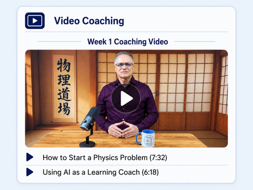 coaching2 A low-risk pre-semester readiness pilot for Physics I students. The model identifies common preparation gaps, provides coaching direction and AI-use guidance, and gives institutions useful readiness insights without replacing instruction, changing courses, or adding faculty workload.